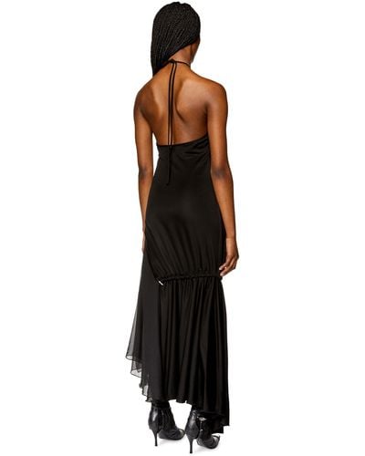 DIESEL Halterneck Dress With Chiffon Hem - Black