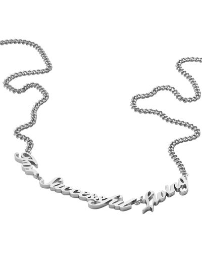 DIESEL Stainless Steel Chain Necklace - White