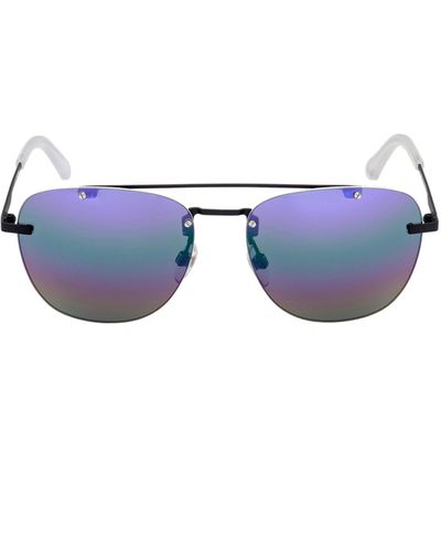 DIESEL Lightweight Squared Metal Sunglasses With A Double Bridge - Black