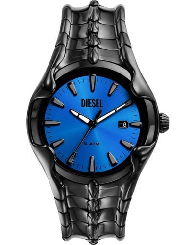 DIESEL Vert Three-hand Date Black Stainless Steel Watch - Blue
