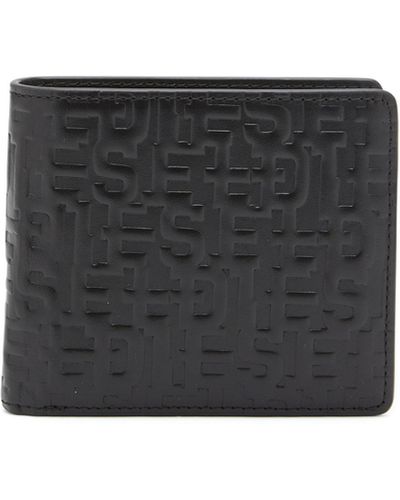 DIESEL Bi-fold Wallet In Monogram Leather - Black