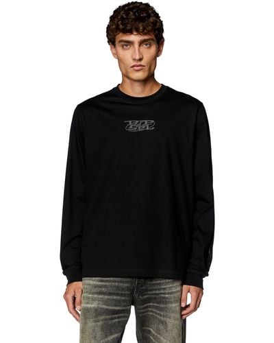 DIESEL Long-sleeve T-shirt With High-density Prints - Black