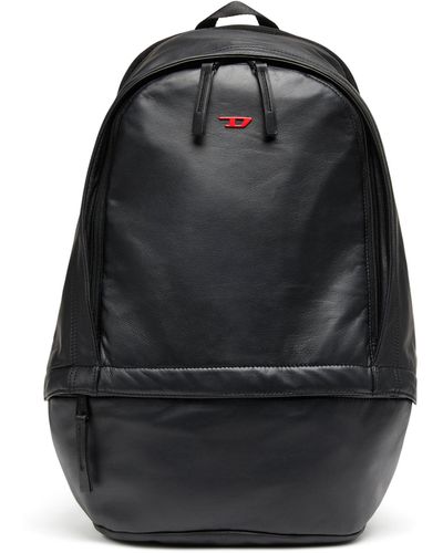 DIESEL Rave-leather Backpack With Metal D - Black