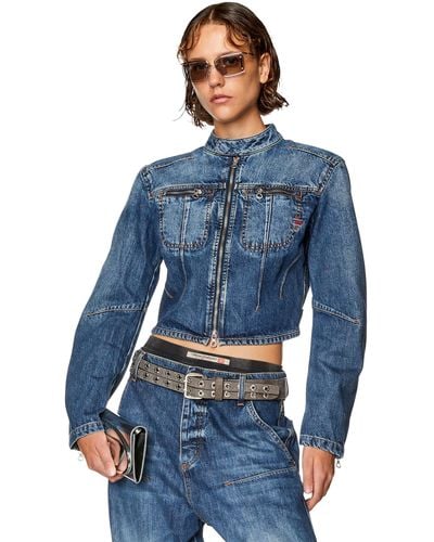 DIESEL De-Slimmy Cropped-Jeansjacke - Blau