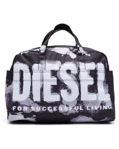DIESEL Rave-duffle Bag With Bleeding Logo Print - Blue