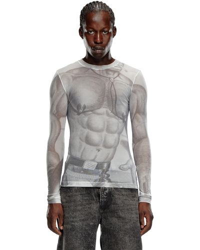 DIESEL Mesh Top With All-over Print - Grey