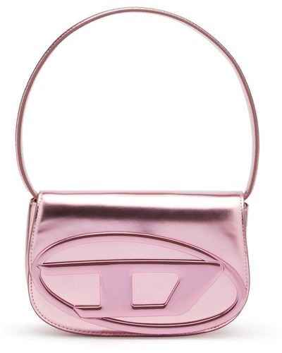 DIESEL 1dr-iconic Shoulder Bag In Mirrored Leather - Pink