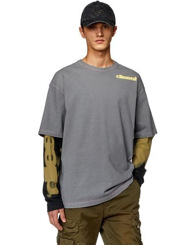 DIESEL Layered-effect Top With Smudged Print - Gray