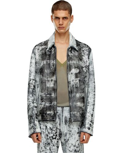 DIESEL Blouson Jacket In Treated Leather - Gray