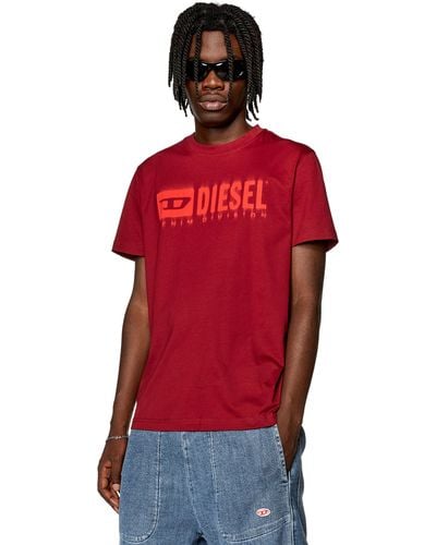 DIESEL T-Shirt mit verschmiertem Logo-Print - Rot