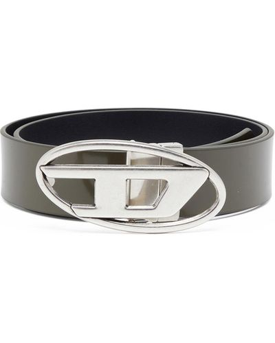 DIESEL Reversible Belt In Matte And Shiny Leather - Black