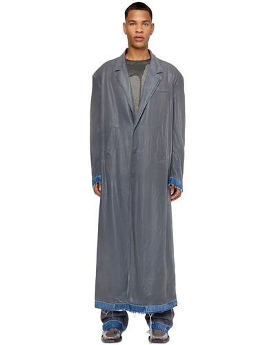 DIESEL Coated Denim Coat With Frayed Detailing - Blue