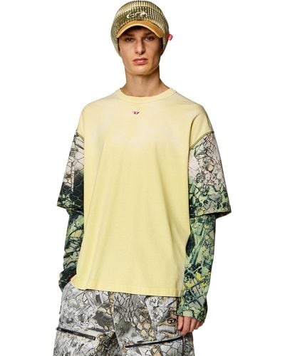 DIESEL Layered T-shirt With Graphic Sleeves - Multicolour