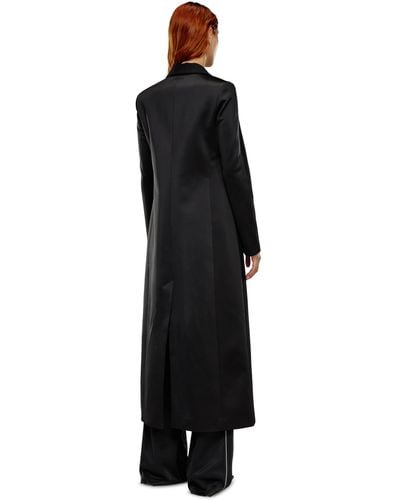 DIESEL Manteau long en laine fraîche et tissu technique - Noir