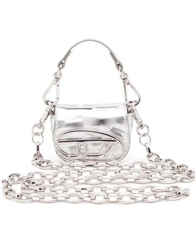DIESEL Iconic Micro Bag Charm With Mirror Effect - White
