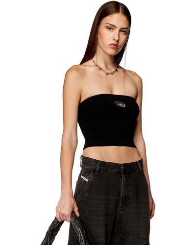 DIESEL Tube Top With Logo Plaque - Black