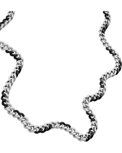 DIESEL Two-tone Stainless Steel Chain Necklace - Metallic
