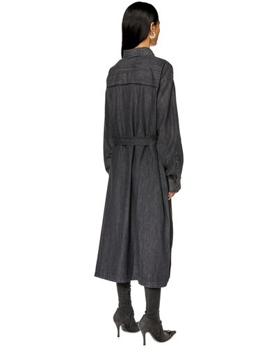 DIESEL Midi Shirt Dress In Denim And Satin - Black