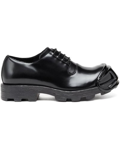 DIESEL D-hammer-leather Lace-up Shoes With Oval D Toe Cap - Black