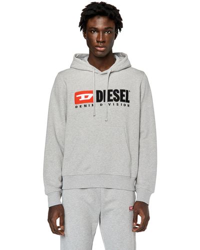 DIESEL Felpa con cappuccio e logo applicato - Grigio