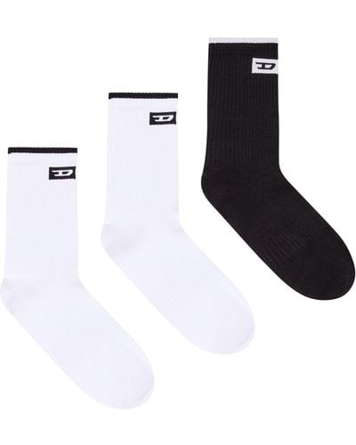 DIESEL Three-pack Socks With Jacquard Logo - Black