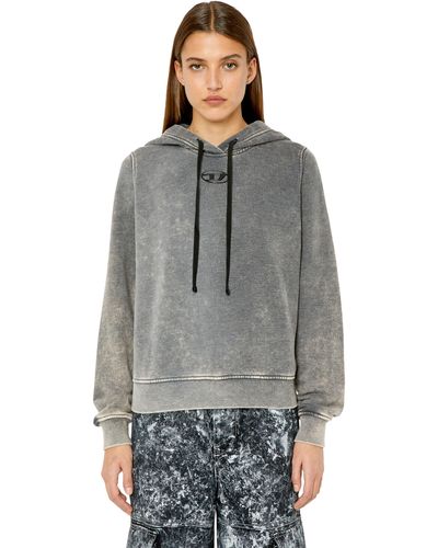 DIESEL Hoodie With Injection Moulded Logo - Gray