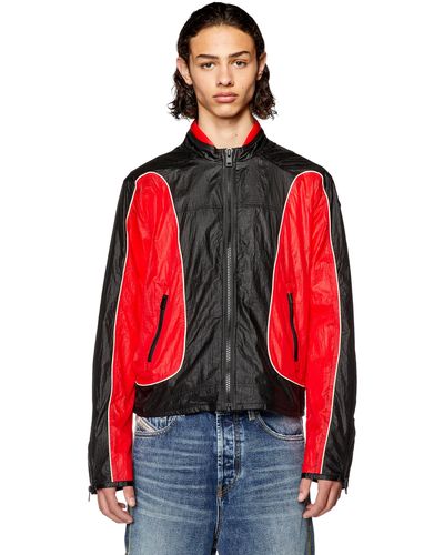 DIESEL Nylon Jacket With Contrast Detailing - Red