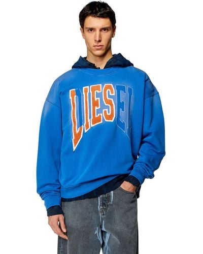 DIESEL Sweat-shirt style universitaire avec empiècements LIES - Bleu