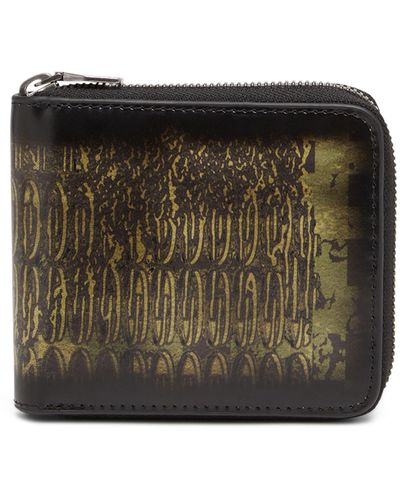 DIESEL Zip-around Wallet In Camo-print Leather - Multicolor