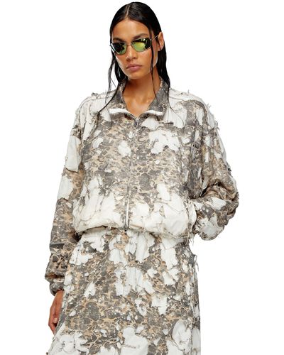 DIESEL Camo Jacket With Destroyed Finish - Natural