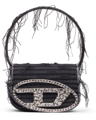 DIESEL 1DR - Sac à bandoulière emblématique en toile et cuir - Sacs d'Épaule - Femme - Noir