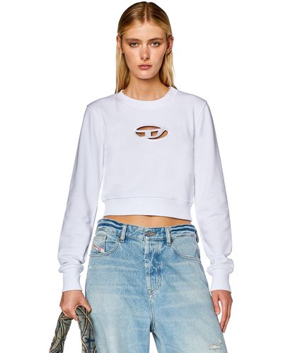DIESEL Cropped Sweatshirt With Cut-out Logo - White