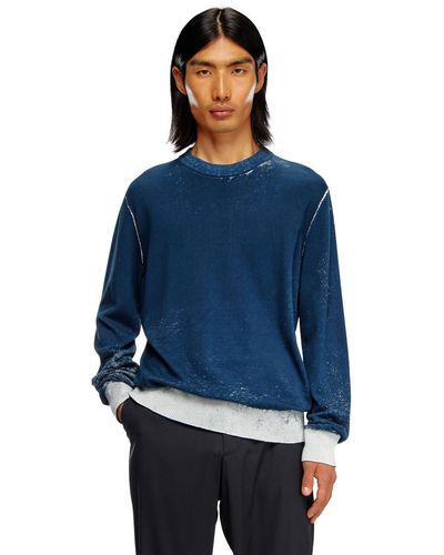 DIESEL Pullover aus Baumwolle mit Innen-Print - Blau