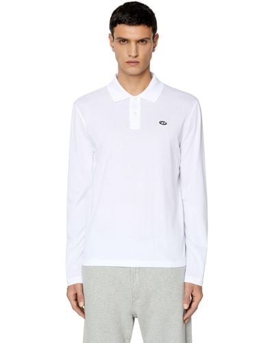 DIESEL Long-sleeve Polo Shirt With D Patch - White
