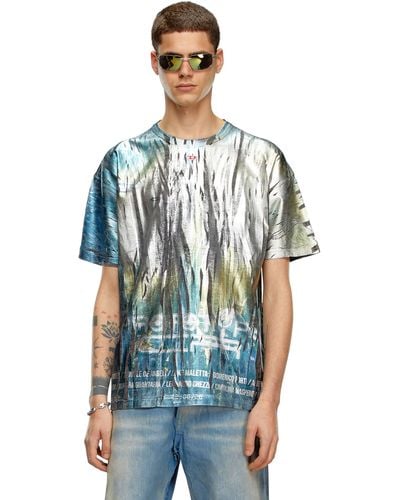 DIESEL T-shirt With Creased Foil Treatment - Blue