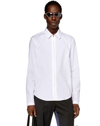 DIESEL Logo-embroidered Zip Shirt - White
