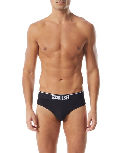 DIESEL Set di tre slip tinta unita con logo - Nero