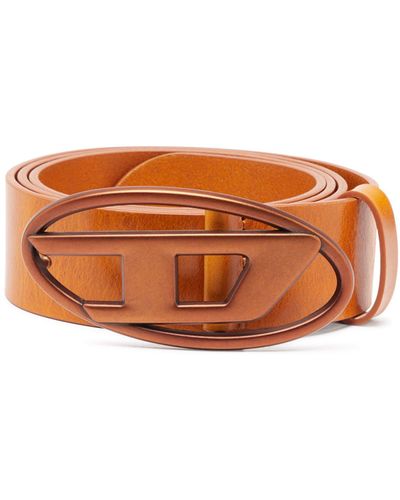 DIESEL B-1dr Buckle Leather Belt - Orange
