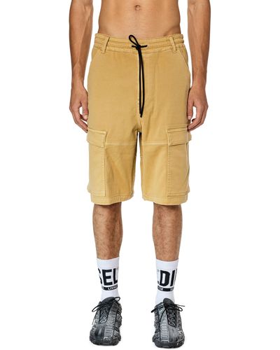 DIESEL Cargo Shorts In Jogg Jeans - Yellow