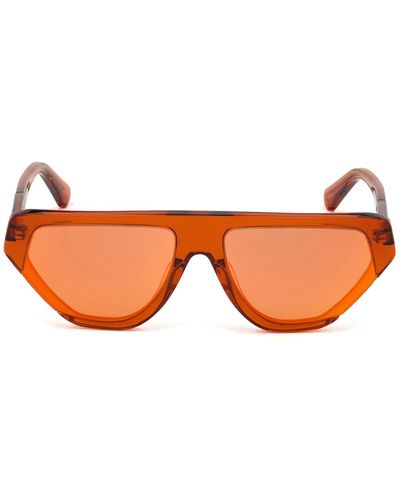 DIESEL Geometric Pilot Wrap Around Frame In Acetate With Extended Lenses - Orange