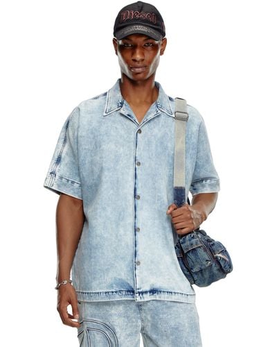 DIESEL Denim Bowling Shirt With Oval D - Blue