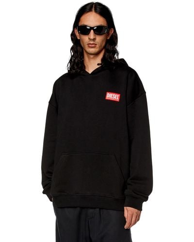 DIESEL Oversized Hoodie With Logo Patch - Black