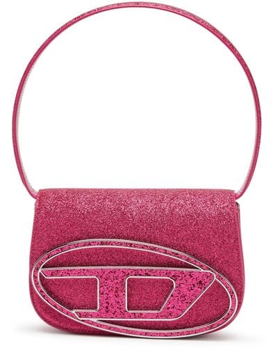 DIESEL 1dr-iconic Shoulder Bag In Glitter Fabric - Pink