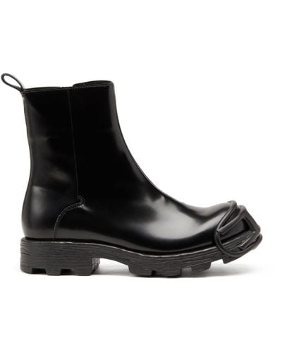 DIESEL D-hammer D-logo Leather Chelsea Boots - Black