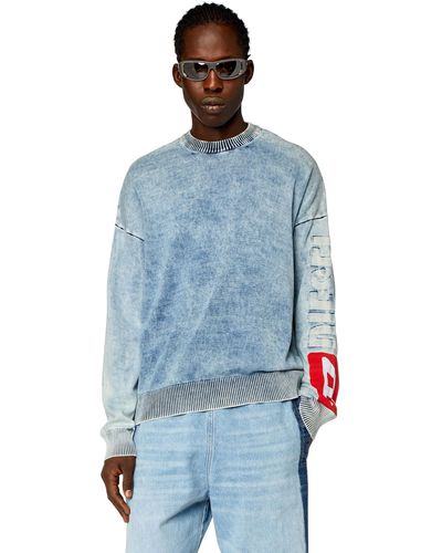 DIESEL Cotton Denim Effect Knit Shirt - Blue