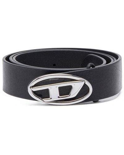 DIESEL Reversible Leather Belt With Oval D Logo - Black