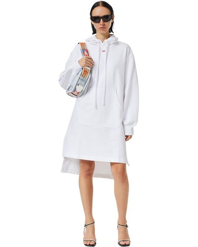 DIESEL Hoodie Dress With D Logo - White