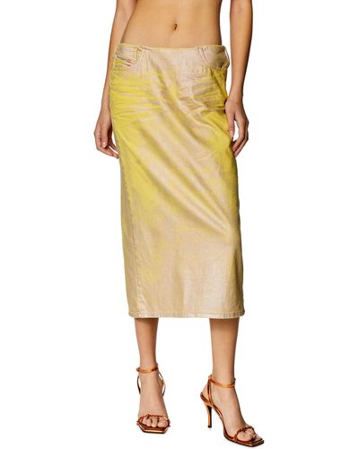 DIESEL Skirt In Bicolour Laminated Denim - Yellow