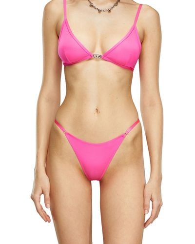 DIESEL Thong With Metal Oval D Plaque - Pink