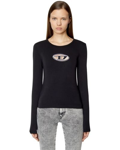 DIESEL Long-sleeve T-shirt With Cut-out Logo - Black